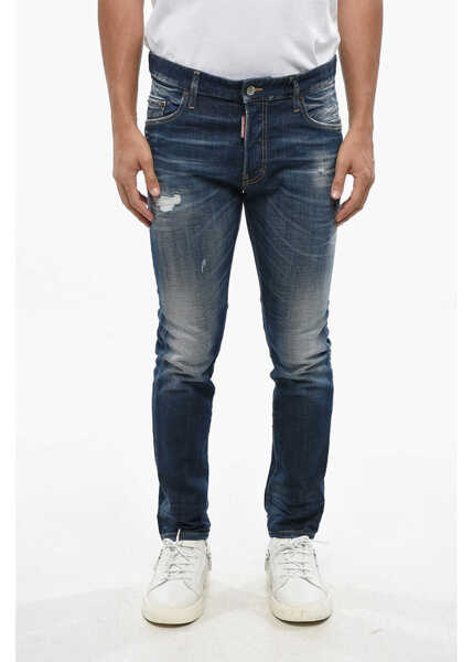 Blugi slim fit DSQUARED2 Vintage Effect Stretch Denim Super Twinky Jeans 15Cm Blue Barbati (BM 19096775) 1