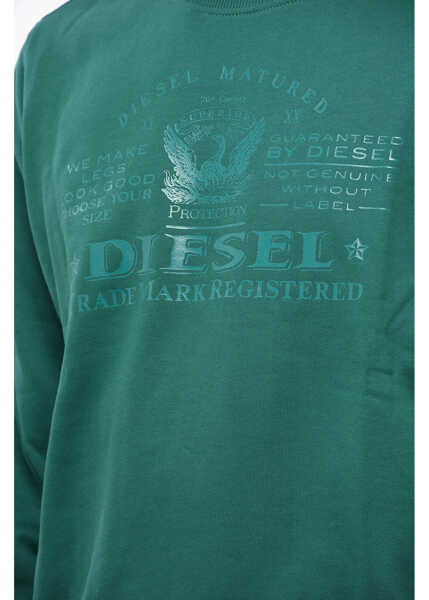 Bluze de trening Diesel Crew Neck Ginn Cotton Sweatshirt With Ton Sur Ton Print Green Barbati (BM 19096808) 3