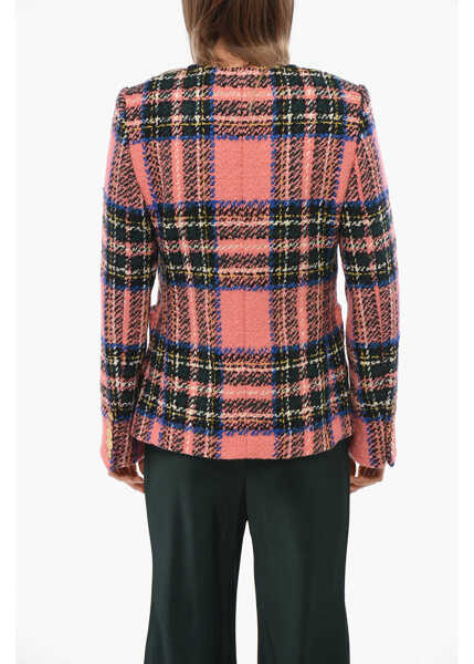 Sacouri Gucci Checked Wool Stretch Blazer With Golden-Effect Buttons Pink Femei (BM 19096811) 2