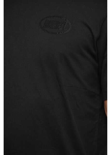 Tricouri Diesel Solid Color T-Just-Cx1 Crew-Neck T-Shirt With Rhinestone Log Black Barbati (BM 19096814) 3