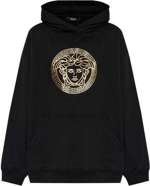 Bluze de trening Versace Cotton Hoodie With Golden-Effect Frontal Logo Black Femei (BM 19097186) 1