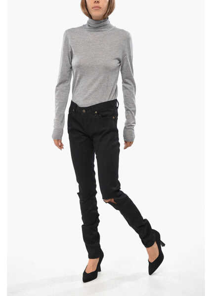 Blugi skinny Saint Laurent Dark Wash Slim Fit Jeans 15Cm Black Femei (BM 19097228) 4