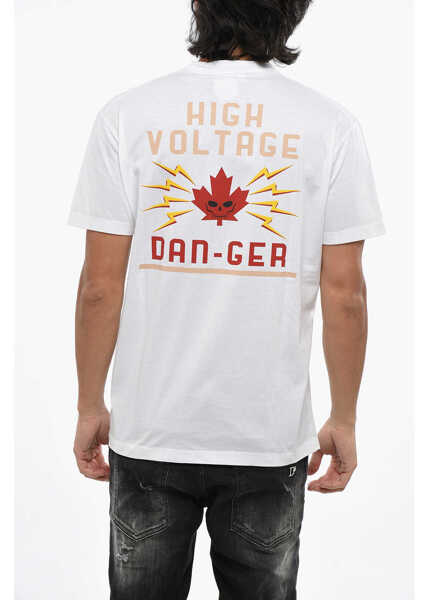 Tricouri DSQUARED2 Crew Neck High Voltage Cotton T-Shirt White Barbati (BM 19097522) 2