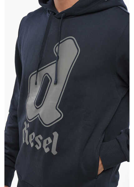 Bluze de trening Diesel Brushed Cotton Ginnout Hoodie With Printed Logo Blue Barbati (BM 19097540) 3