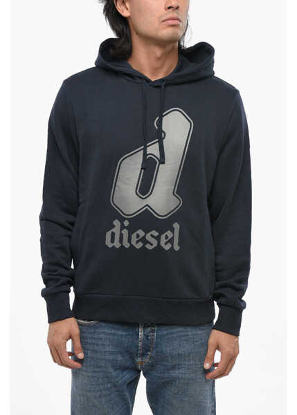 Bluze de trening Diesel Brushed Cotton Ginnout Hoodie With Printed Logo Blue Barbati (BM 19097540) 1
