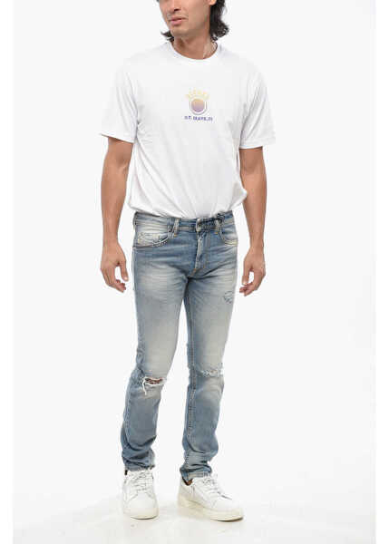 Blugi slim fit Diesel Skinny Fit Sleenker Denims With Distressed Detail 15Cm Light Blue Barbati (BM 19097549) 4