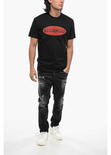 Tricouri DSQUARED2 Crew Neck High Voltage Cotton T-Shirt Black Barbati (BM 19097570) 4