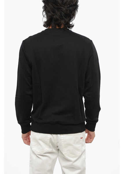 Bluze de trening Diesel Crew Neck Brushed Cotton Sweatshirt With Printed Logo Black Barbati (BM 19097576) 2