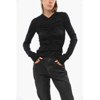 Pulovere V-Neck Draped Lightweight Sweater Femei