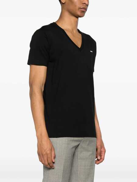 Tricouri DSQUARED2 V-Neck Basic Cotton T-Shirt Black Barbati (BM 19097597) 3