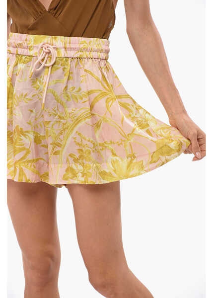 Pantaloni scurti ZIMMERMANN Floral Motif Silk Golden Relaxed Shorts Pink Femei (BM 19097603) 3