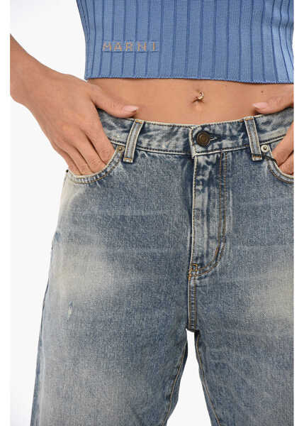 Blugi skinny Saint Laurent High Waist Slim Fit Distressed Jeans 16Cm Blue Femei (BM 19097606) 3