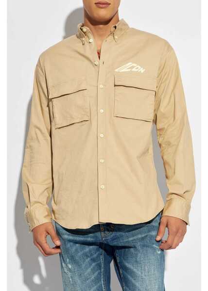 Camasi casual DSQUARED2 Button-Down Icon Shirt With Utility Pockets Beige Barbati (BM 19099835) 3