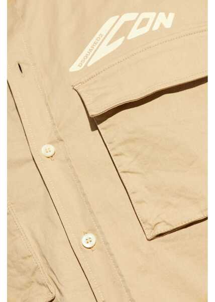 Camasi casual DSQUARED2 Button-Down Icon Shirt With Utility Pockets Beige Barbati (BM 19099835) 5