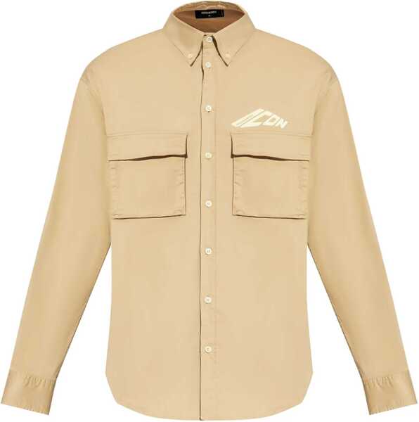 Camasi casual DSQUARED2 Button-Down Icon Shirt With Utility Pockets Beige Barbati (BM 19099835) 1