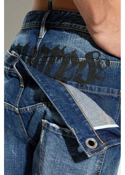 Blugi drepti DSQUARED2 Straight Leg 642 Jeans With Overlay Design 20Cm Blue Barbati (BM 19099853) 5