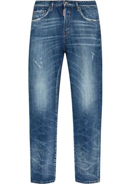 Blugi drepti DSQUARED2 Straight Leg 642 Jeans With Overlay Design 20Cm Blue Barbati (BM 19099853) 1