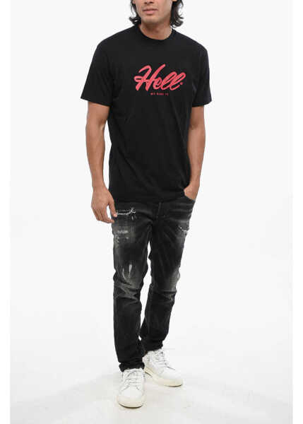 Tricouri DSQUARED2 Crew Neck Hell Cotton T-Shirt Black Barbati (BM 19099859) 4