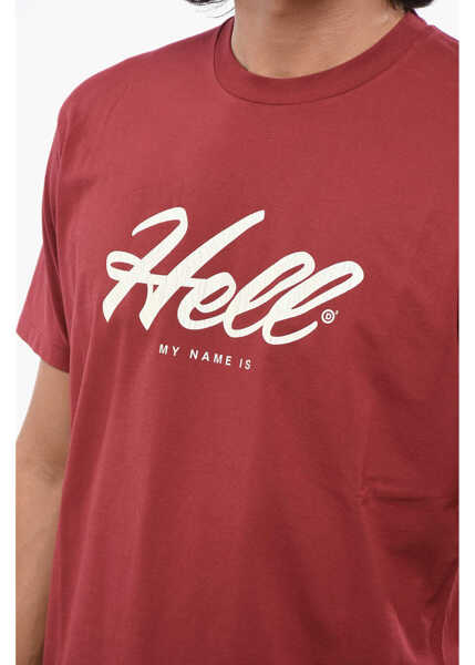 Tricouri DSQUARED2 Solid Color Cool Fit Crew-Neck T-Shirt With Contrasting Prin Red Barbati (BM 19099868) 3