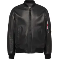 Bomber jacket Multipocketed Leather Bomber Jacket With Front Zip Barbati