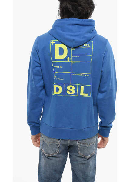 Bluze de trening Diesel Red Tag Brushed Cotton Hoodie With Printed Logo Blue Barbati (BM 19099886) 2