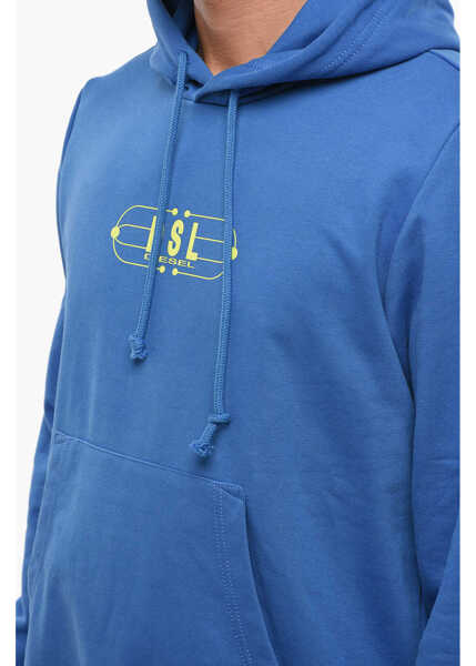 Bluze de trening Diesel Red Tag Brushed Cotton Hoodie With Printed Logo Blue Barbati (BM 19099886) 3