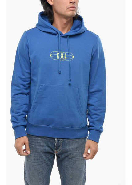Bluze de trening Diesel Red Tag Brushed Cotton Hoodie With Printed Logo Blue Barbati (BM 19099886) 1