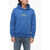 Diesel Red Tag Brushed Cotton Hoodie With Printed Logo Blue
