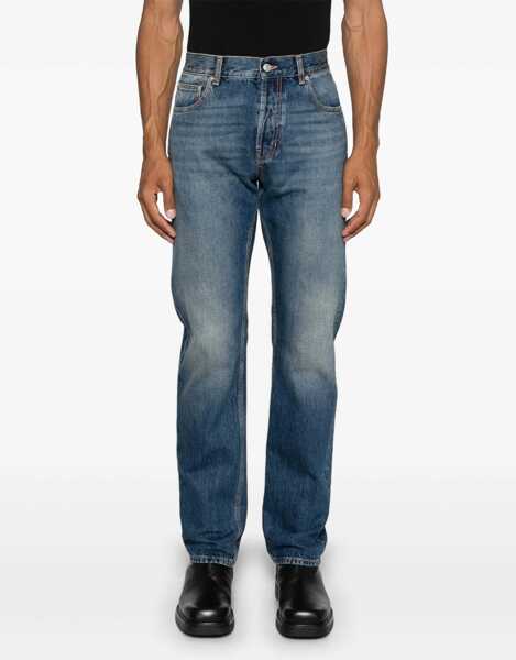 Blugi drepti Alexander McQueen Straight Leg Jeans With Back Printed Pocket 21Cm Blue Barbati (BM 19099895) 3