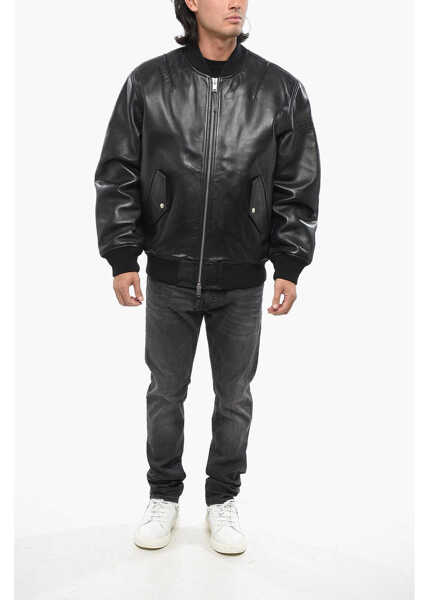 Geci de piele Diesel Red Tag Bomber Fit Pritts Leather Jacket Black Barbati (BM 19099913) 4