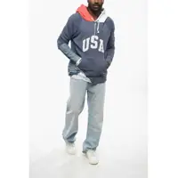 Imbracaminte GREG LAUREN pentru Barbati - Bluze de trening GREG LAUREN Vintage Effect Hoodie With Denim Details Blue Barbati (BM 19099919) - B-mall.ro