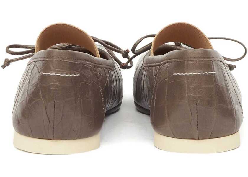 Balerini MM6 Maison Margiela Crocodile-Effect Leather Ballerina GREY Femei (BM 19100027) 3