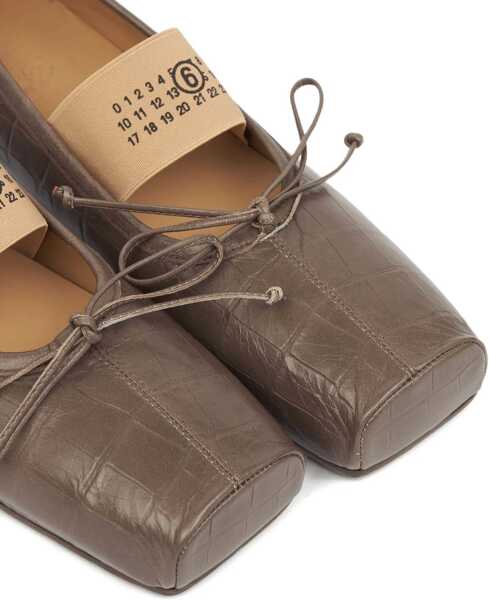 Balerini MM6 Maison Margiela Crocodile-Effect Leather Ballerina GREY Femei (BM 19100027) 5