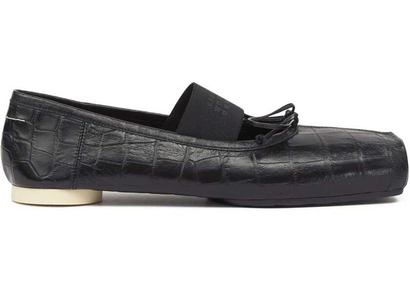 Balerini MM6 Maison Margiela Crocodile-Effect Leather Ballerina BLACK Femei (BM 19100051) 1