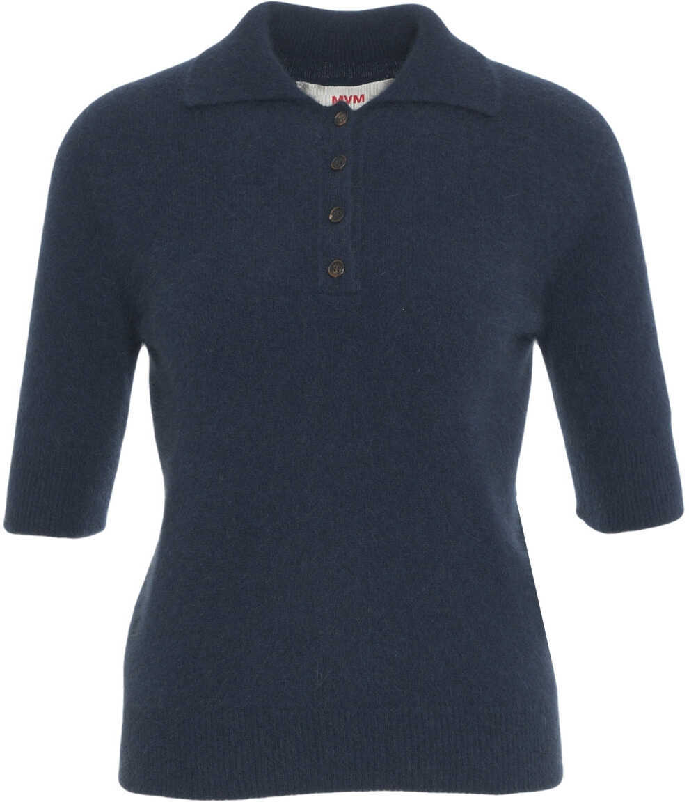 Tricouri Polo MVM Raccoon knit polo Blue Femei (BM 19100234) 1