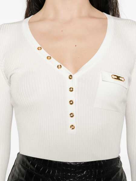 Pulovere Elisabetta Franchi Ribbed sweater White Femei (BM 19100252) 5