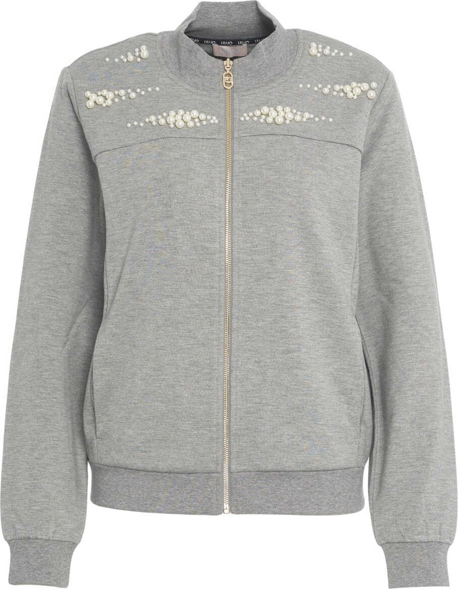 Cardigane Liu Jo Sweatshirt with pearls Grey Femei (BM 19100360) 1