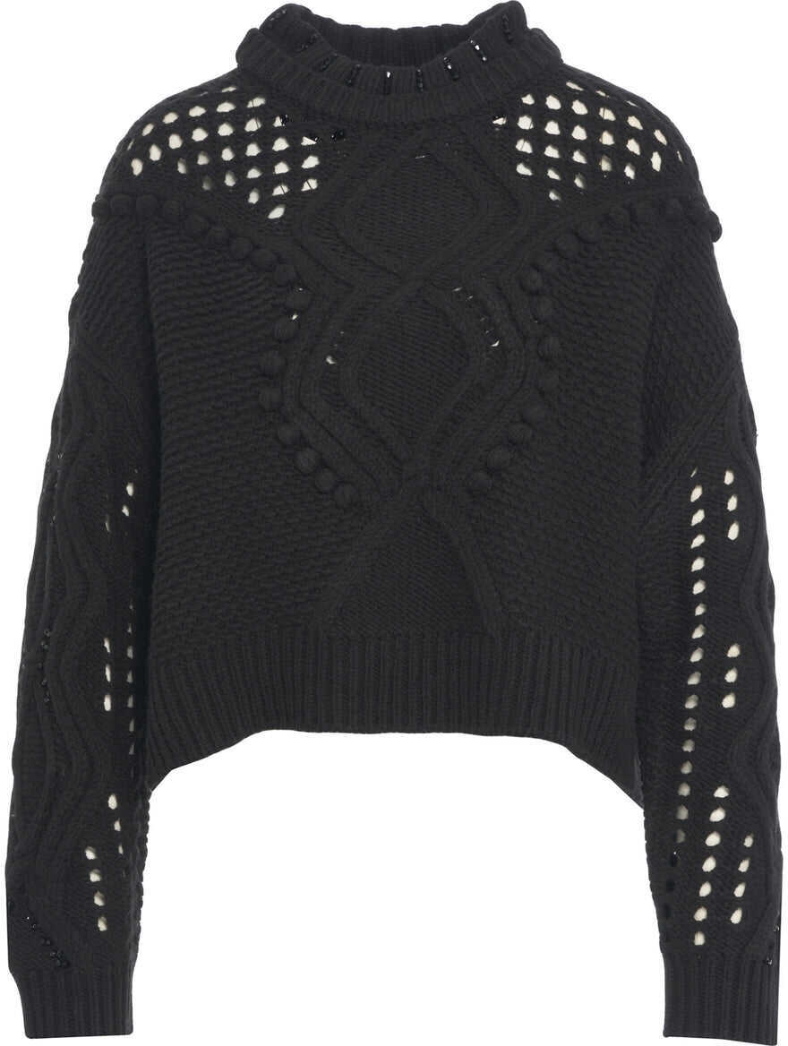 Pulovere Liu Jo White Sweater with cable knit pattern Black Femei (BM 19100363) 2