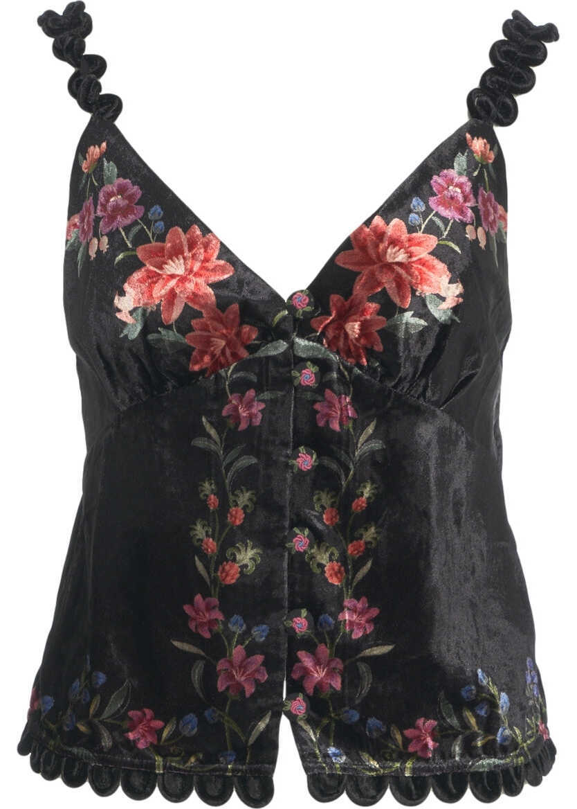 Maiouri Farmrio Velvet top with floral pattern Black Femei (BM 19100384) 2