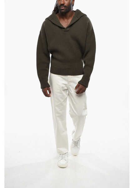 Pulovere Bottega Veneta V-Neck Wool Sweater Military Green Barbati (BM 19100390) 4