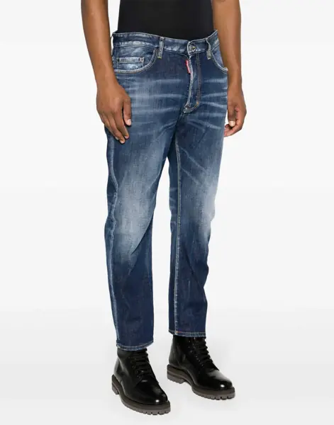 Blugi drepti DSQUARED2 Stretch Denim Jeans Bro With Branded Patch On Back 19Cm Blue Barbati (BM 19100396) 3