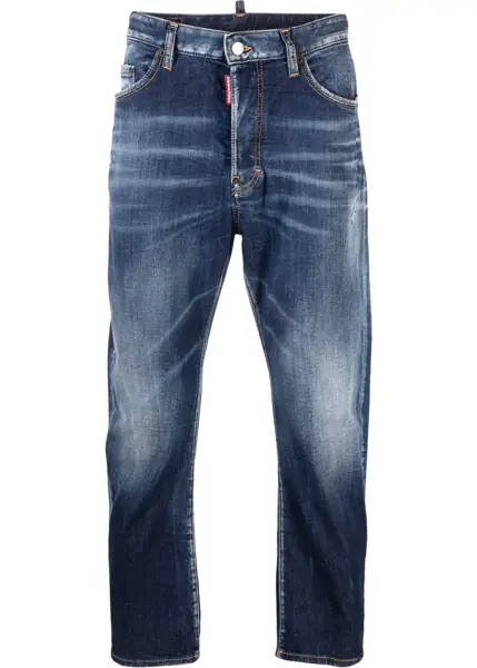 Blugi drepti DSQUARED2 Stretch Denim Jeans Bro With Branded Patch On Back 19Cm Blue Barbati (BM 19100396) 1