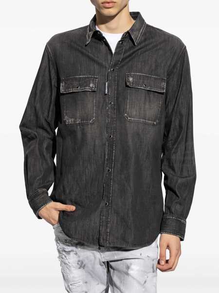 Camasi de blugi DSQUARED2 Denim Saharan Shirt With Snap Buttons Black Barbati (BM 19100399) 3