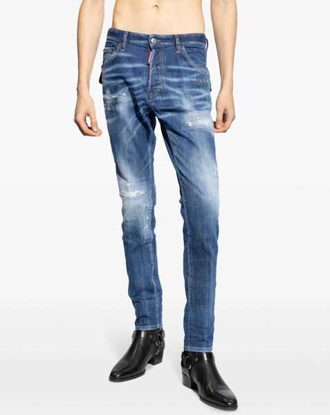 Blugi drepti DSQUARED2 Whiskering Effect Stretch Denim Cool Guy Jeans 16Cm Blue Barbati (BM 19100405) 3