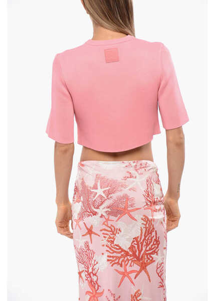 Pulovere Loewe Cropped Knitted Crew-Neck Sweater Pink Femei (BM 19100420) 2