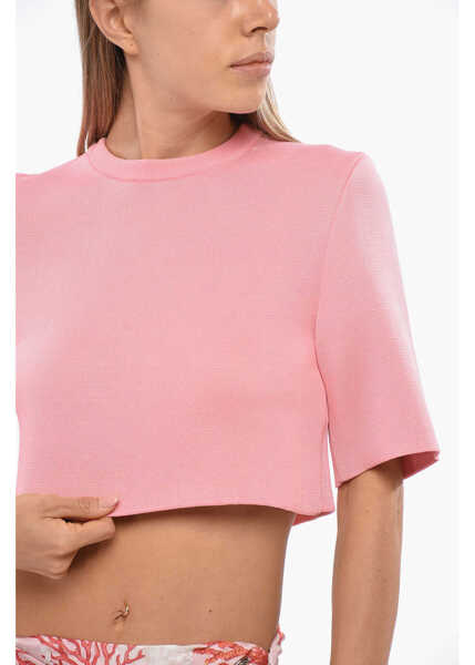 Pulovere Loewe Cropped Knitted Crew-Neck Sweater Pink Femei (BM 19100420) 3
