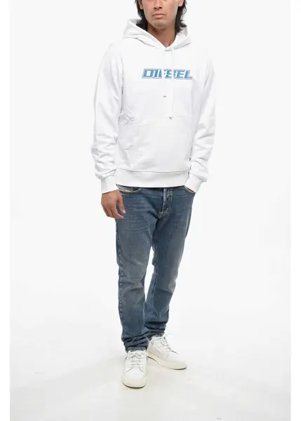 Bluze de trening Diesel Brushed Cotton Hoodie With Cangaroo Pocket White Barbati (BM 19100423) 4