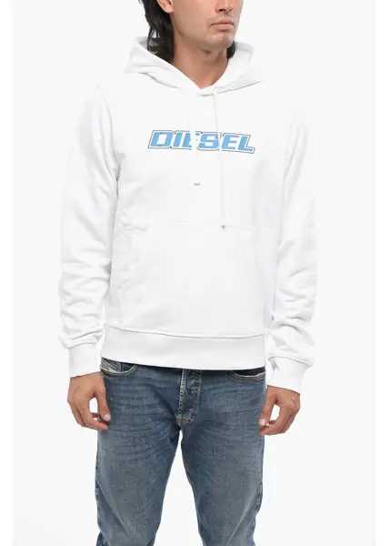 Bluze de trening Diesel Brushed Cotton Hoodie With Cangaroo Pocket White Barbati (BM 19100423) 1