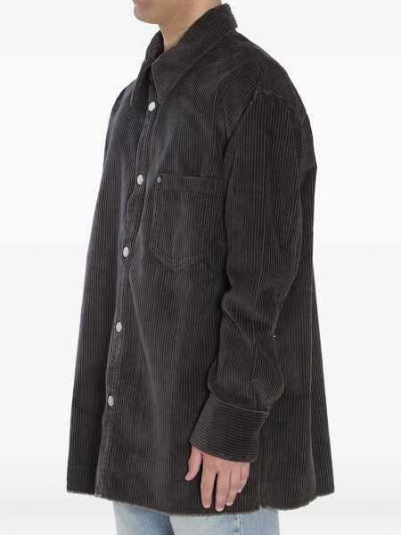 Camasi casual AMI Paris Corduroy Velvet Overshirt ANTHRACITE Barbati (BM 19100621) 2