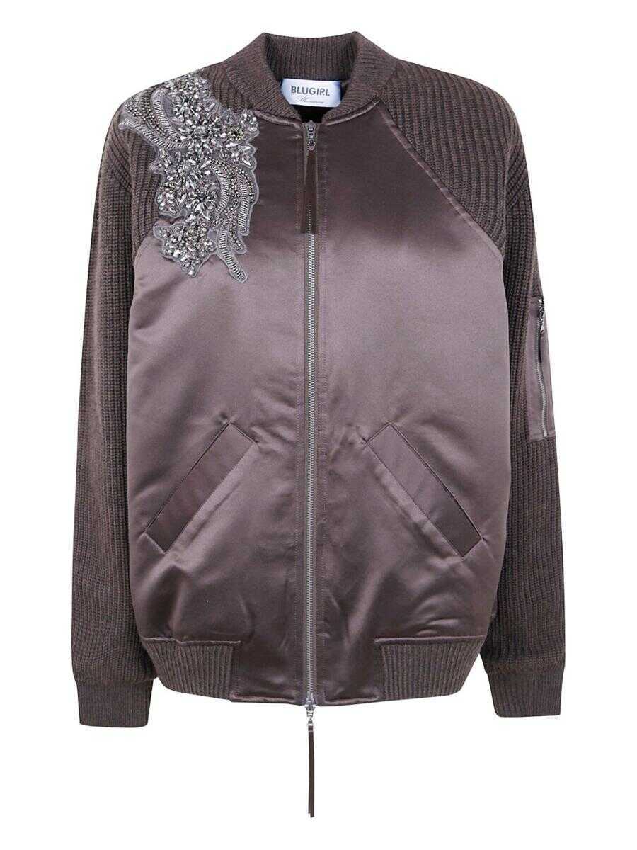 Bomber jacket Blumarine Blumarine Bomber Jacket With Crystal Embellishments BROWN Femei (BM 19105320) 1